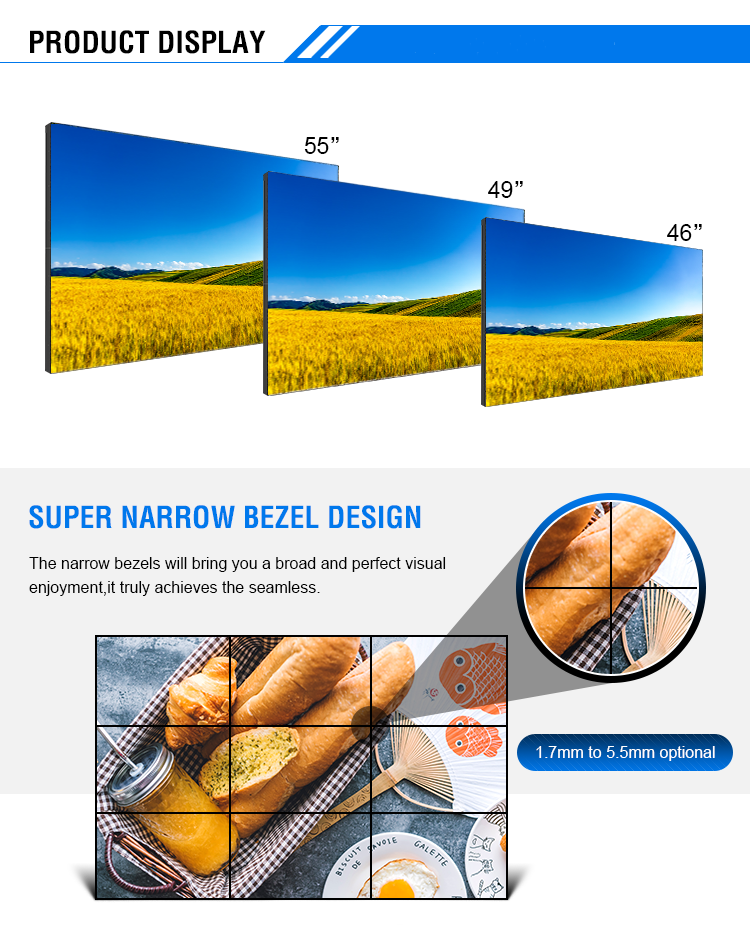 Indoor LCD Video Wall Display TFT Seamless Video Wall Monitors