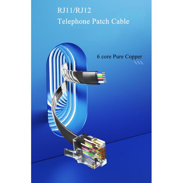 6 Core Pure Copper Flat Cable RJ12 Double-headed 6-core Telephone Cable