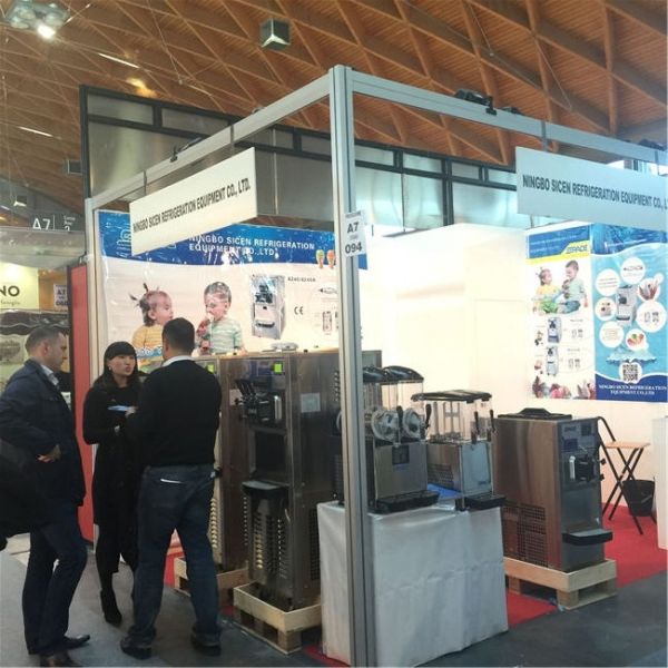 Floor Model Three Flavor Ice Cream Machine Air Pump Feed Stainless Steel Frame