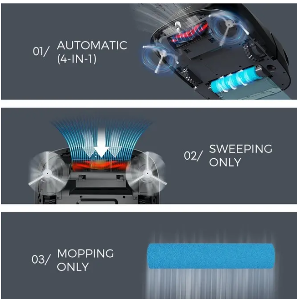 120min Remote Control Vacuum Cleaner With Spot Edge Random Cleaning Path