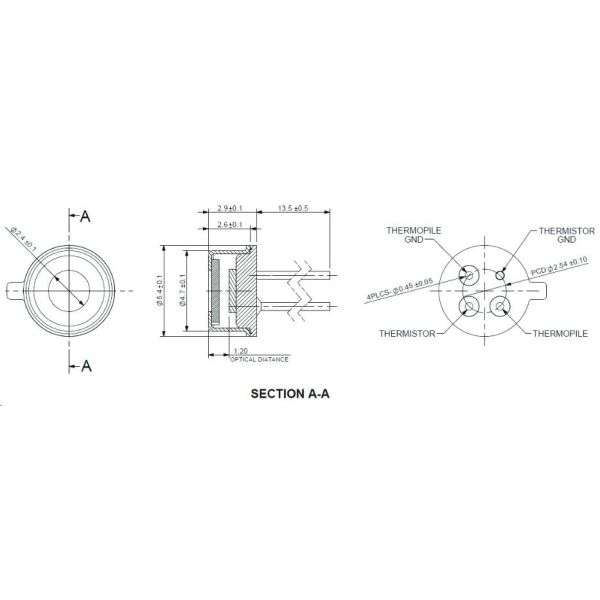 Thermopile IR Sensor Integrated Circuit Components ZTP-148SR Long Lifespan