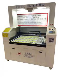 China Laser cutting machine for Label Logo Trademark irregular label, printed label, electronic panel, mask, textile brand, wo on sale
