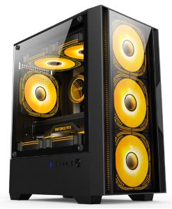 Quality Compatible With M-ATX/ITX Motherboards Dual-mode Installation 5-fan Layout Panoramic Side Lighting Computer Case For Mid-range Gamers for sale