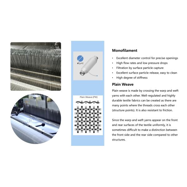 400 Micron Polypropylene PP Monofilament Filter Mesh, 46% Open Area, Plain Weave