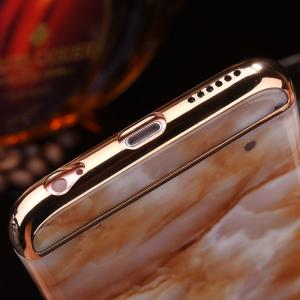 Hard PC 3 in 1 Plating Border Marble Lines Back Cover Cell Phone Case For iPhone