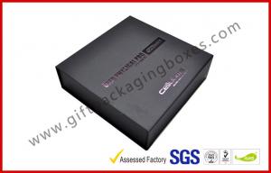 Quality Customized Plastic Paper Covered Rigid Gift Boxes with Black LOGO Hot-stamping , High Density Foam for sale