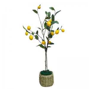 Quality Lifelike 100cm Artificial Fruit Tree Indoor Potted Lemon Green Yellow Plant for sale