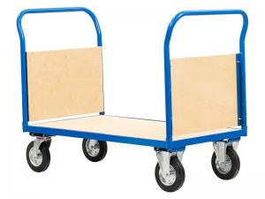 Quality 75kg Steel Platform Push Cart Double Handle Flatbed Push Cart for sale