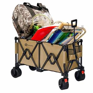 Folding Garden Cart’S Telescoping Adjustable Handle Locks And Extends Allows