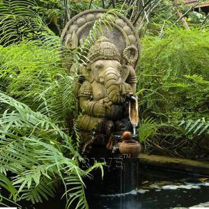 Quality BLVE Marble Lord Ganesha Statue Water Fountain Natural Stone Carving Hindu God Ganesh Sculpture Garden Decoration for sale
