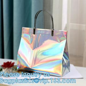 China Holographic Rainbow Handbag Reusable Bags, Gym Sports Security Travel Beach Lunch Box Restaurant Takeouts on sale