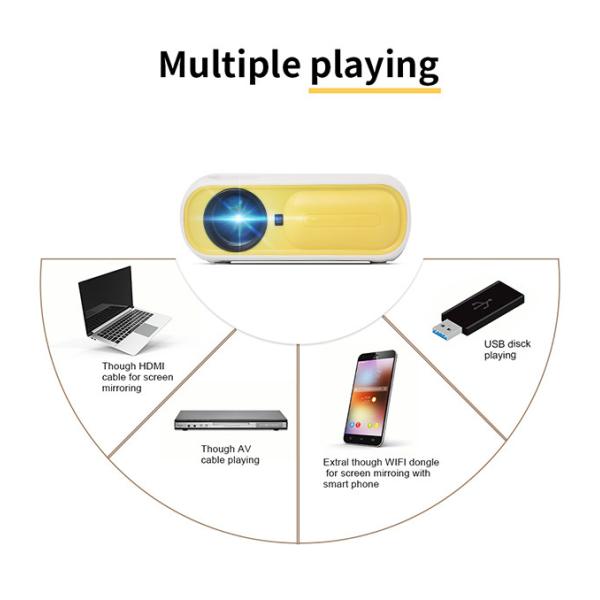 USB HDMI AV Input Portable Mini LCD Projector 100 ANSI High Lumens 40 - 130 Inch