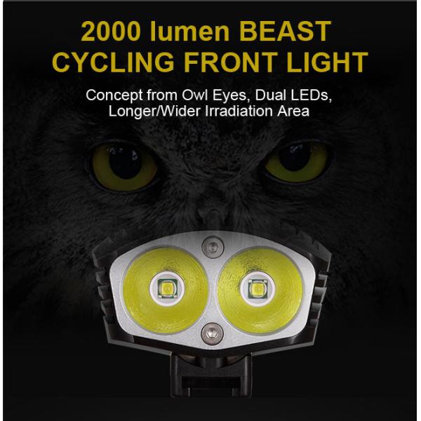 2000 Lumen Front Bike LED Flashlight Double Switch Waterproof