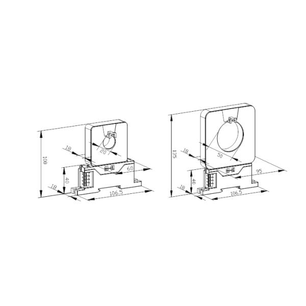 Acrel BA05-AI/I Ac Split Type Current Sensor DC Output Measuring Range 0~(0.5~10)A TS35mm Din Rail In The Power Grid