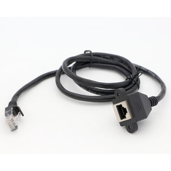 Custom 6FT Screw Locking Stud Network Ethernet Female Socket RJ45 Panel Mount Extension Cable