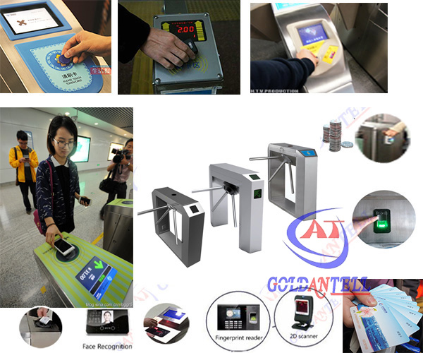 Access Control tripod access system , turnstile entrance With Fingerprint Barcode Reader