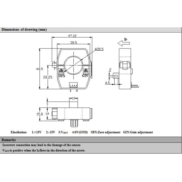 Bule Color 600A Input Hall Effect Current Sensor For Variable Speed Drives Use