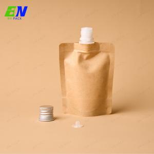 Quality Custom Biodegradable Stand Up Bag Recyclable Liquid Laundry Cosmetic Shampoo Refill Packaging Kraft Paper Spout Pouch for sale