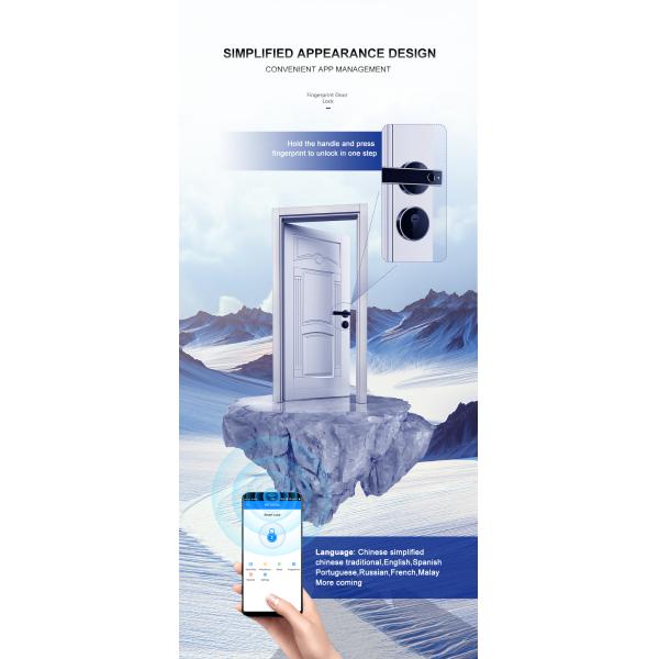 Residence Fingerprint Door Lock / Separate Cylinder WiFi Bluetooth APP Smart Electronic Door Lock