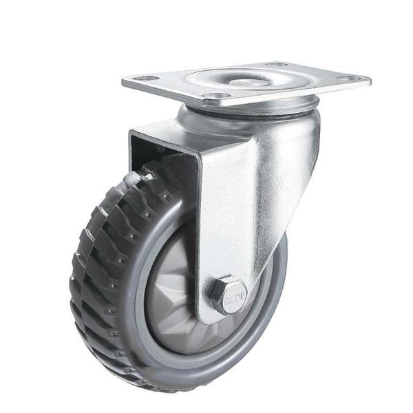 Grey Free Wheel Rubber Plastic Trolley Dustbin Castor Wheel with Top Plate Size 92*64mm