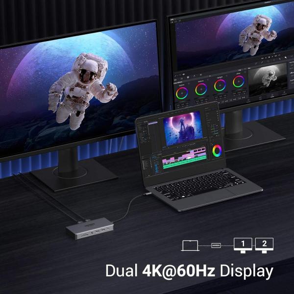 Revodok Pro 211 Laptop Docking Station 11 in 1 USB C Dock Dual HD-MI 10Gbps Data Port 100W PD Gigabit Ethernet CM-681-15965