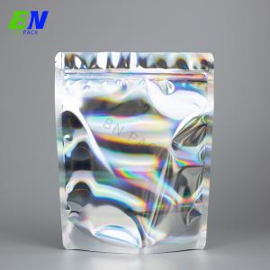 Quality Custom Logo Zip Lock Mylar Plastic Bag Resealable Holographic Pouch Packaging for sale