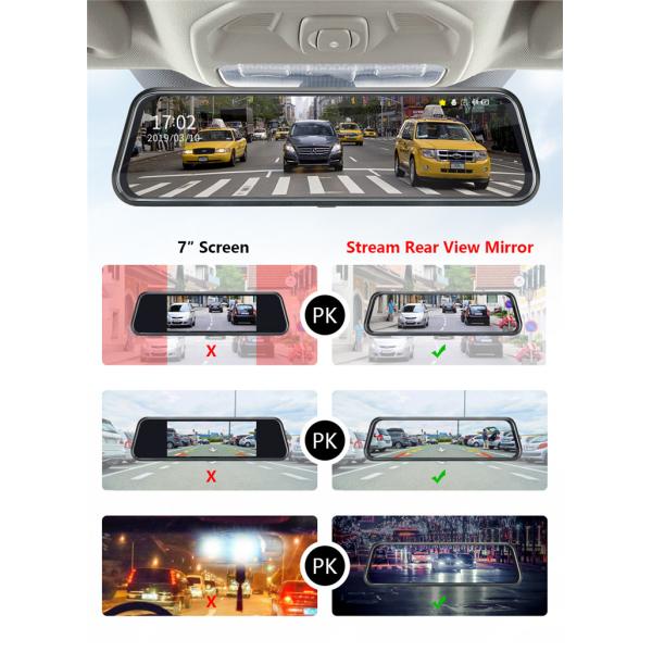 9.66 Inch Motion Activated Dashcam Full 2.5D Touch Screen Front Back Recording