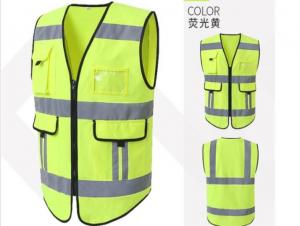 Quality Reflective Safety Vest , Anti Static Vest Yellow Polyester Mesh Material for sale