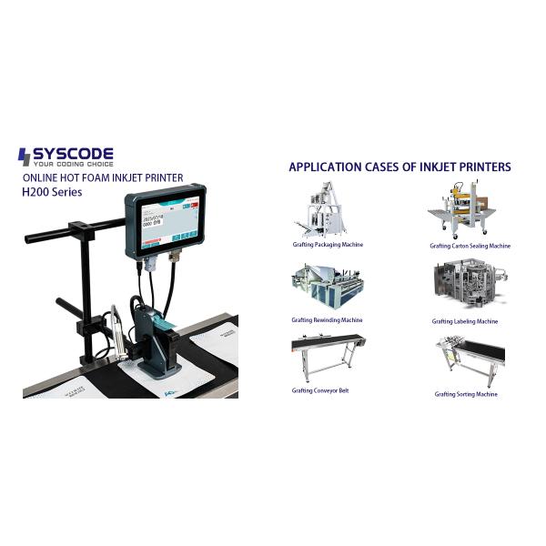 Syscode H200 GMP-compliant printer for expiry dates, batch numbers, and serialization on medicine packaging. Ensures full traceability.