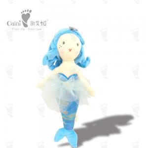 Quality 40cm Children Mascot Stuffed Toys Mermaid Stuffed Animal Sea Blue Hair for sale