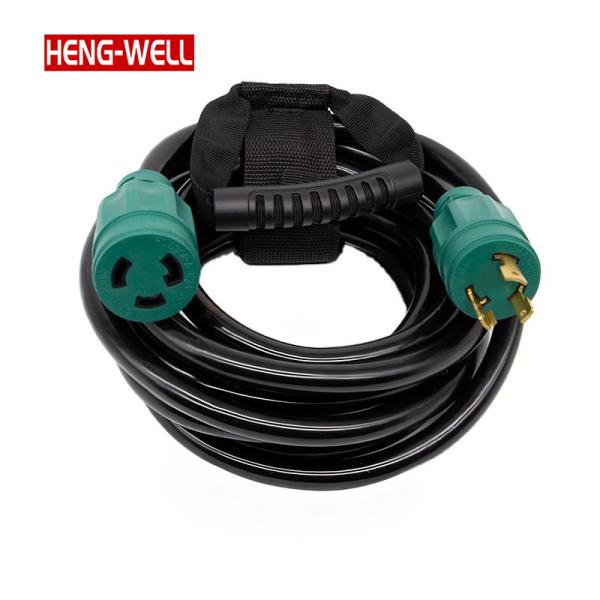 Heavy-Duty 30A 125V SJTW Generator Extension Cord NEMA L5-30P to L5-30R IP44 Waterproof for Outdoor Use