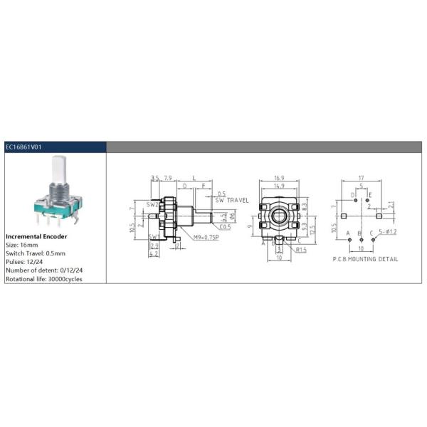 16mm Rotary Encoder For Audio Equipment Household Appliance Empty Type Axle Sleeve