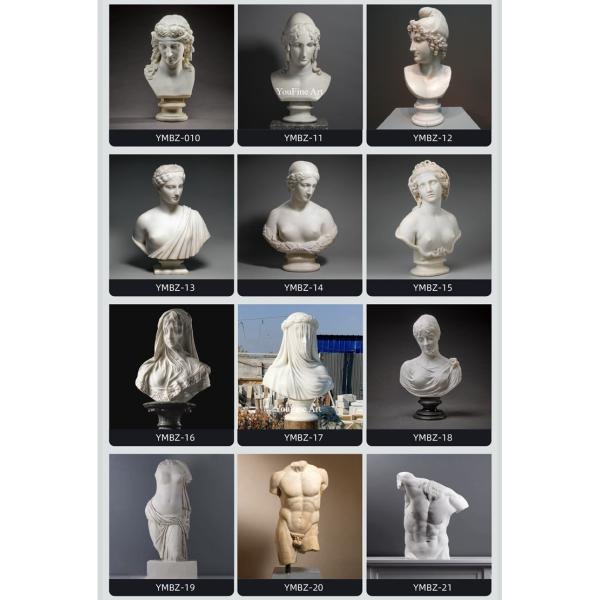 Custom Marble Veiled Lady Bust Statues