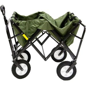 Folding Garden Cart’S Telescoping Adjustable Handle Locks And Extends Allows