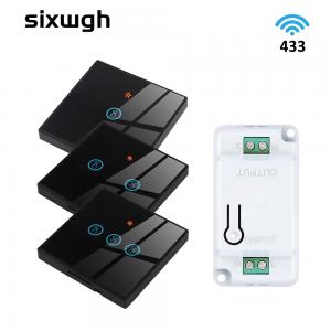 China Wireless Touch Wall Switches Sets RF433 1gang Luxury Glass Panel Remote Control Switch on sale