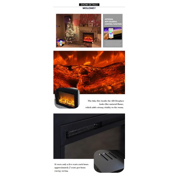 76.1CM Insert Firebox MDF Style Heater Remote Control Two Heating Levels Adjust