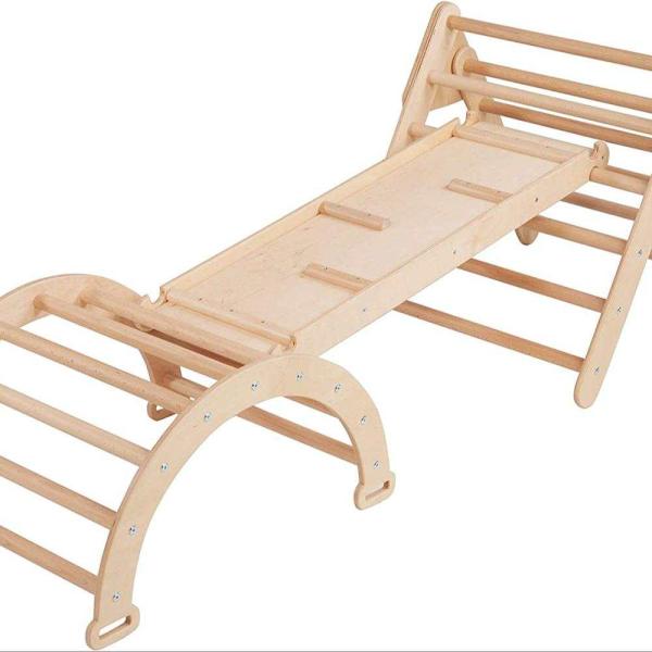 CPSIA Certified Easy Storage Safety Toddler Climbing Toy Pikler Triangle Climber with Ramp