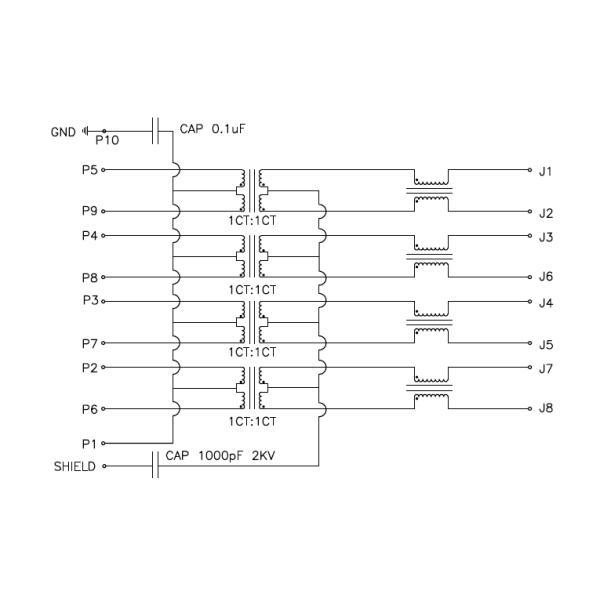 Vertical RJ45 Modular Jack Shielded JXD3-0001NL For 10/100 Base -TX Auto MDIX