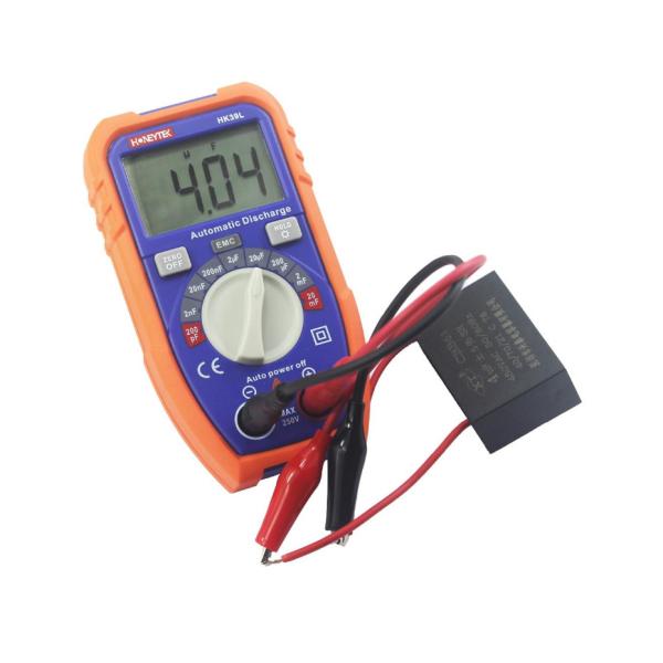 Industrial Components Honeytek HK39L Capacitor Tester With LCD Backlight Safety Jacket And 1999 Display Battery Powered