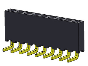 Female Header Connector 2.00mm Single Row R/A Dip TYPE 1*2PIN To 1*40PIN H=6