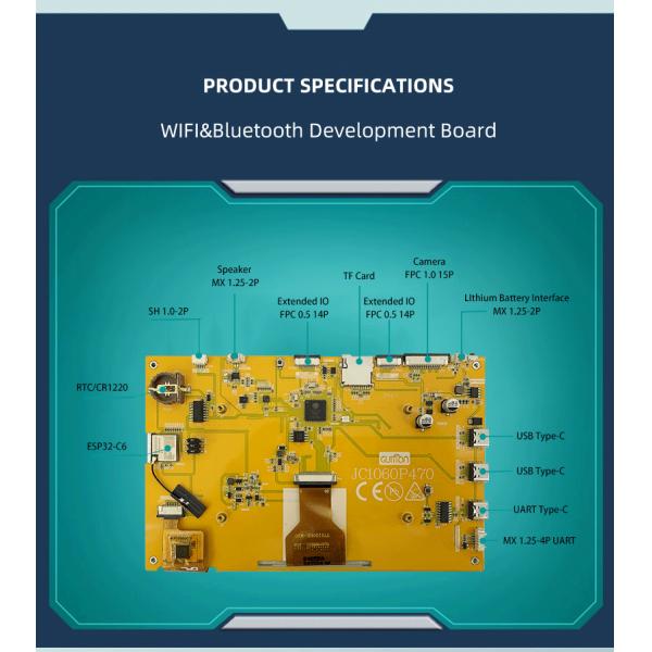 JC1060P470C_I_W JD9165 Driver Chip ESP32 Display Module for Automotive Applications 165.0*104.0 mm 7 inch lcd screen