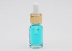 Clear Color 15ml Round Shape Cosmetic Glass Bottle With Gold Aluminum Dropper