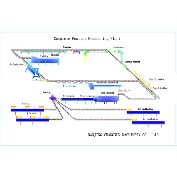 200BPH 300BPH 500BPH Automatic Kill Cutting Goose Duck Chicken Abattoir Slaughtering Processing Line Machine System