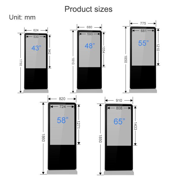 42 inch Floor Stand Advertising LCD display screen with Wifi 4G