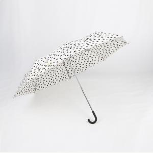 J Shape Handle Tri Fold Umbrella , Custom Logo Compact Windproof Umbrella