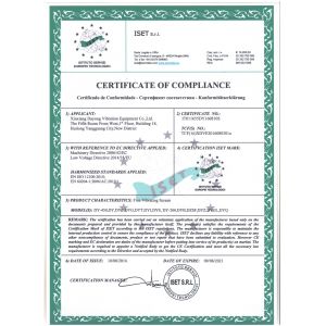 Xinxiang Dayong Vibration Equipment Co., Ltd. Certifications