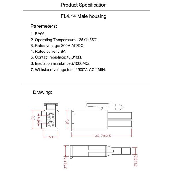 FL4.14 plastic housings and terminals