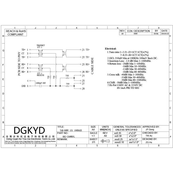 Shielded Right Angle Magnetics RJ45 Connector Communication Female Ethernet Jack