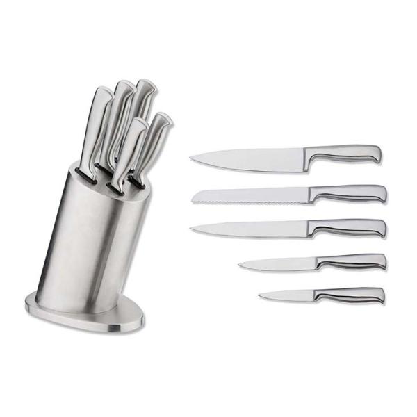 A whole set of professional kitchen knives with knife block handle material S/S.18/0