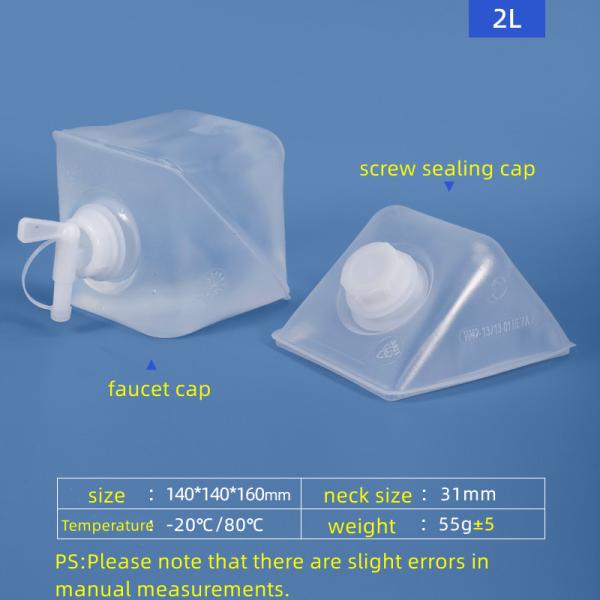 Eco-Friendly 2L Water Container Soft Collapsible Plastic Jerry Can with Faucet Lid